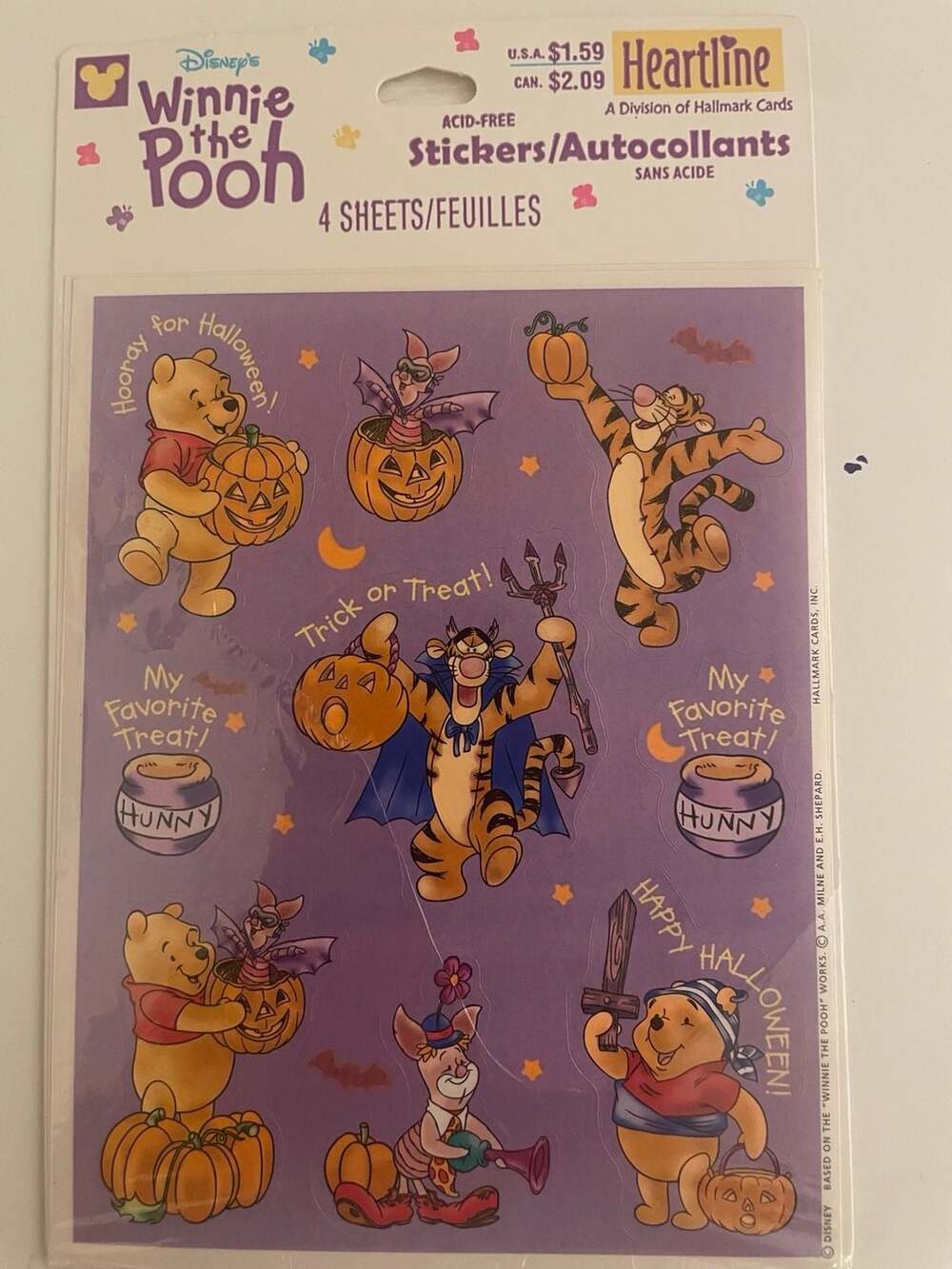 Disney Heartline Winnie The Pooh Halloween Stickers 2 Sheets